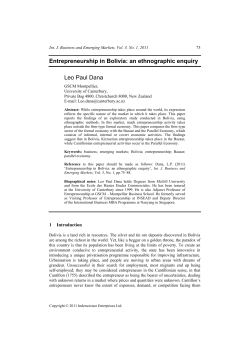 Entrepreneurship in Bolivia