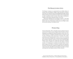 The Truth About Stories - CIS Introduction to Literature