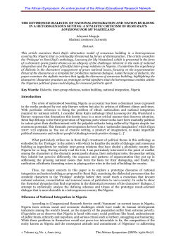 the envisioned dialectic of national integration and nation building in