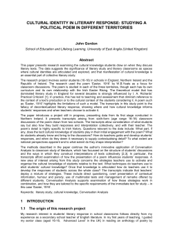 cultural identity in literary response: studying a political poem in