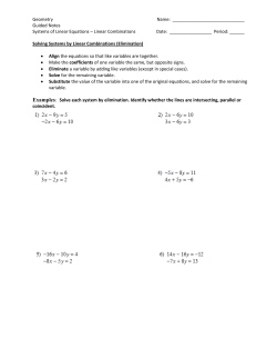 Guided Notes - Solving Systems By Linear Combination