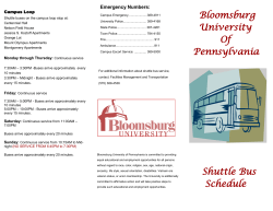 Shuttle Bus Schedule Bloomsburg University Of Pennsylvania