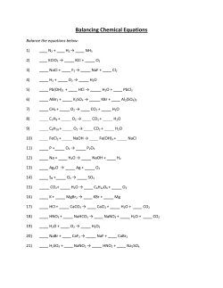 Balancing Chemical Equations Worksheet