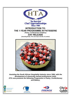 INTRODUCTION TO: THE 1-YEAR PROGRAMME IN PATISSERIE