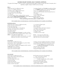 School Supply List - Sacred Heart of Jesus School