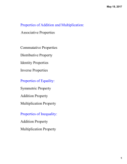 Properties of Addition and Multiplication: Associative Properties