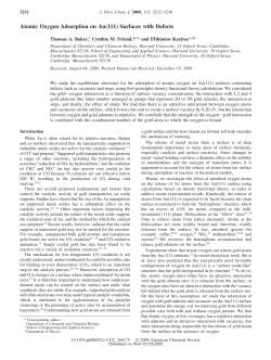 Atomic Oxygen Adsorption on Au(111) Surfaces with Defects