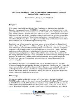Components of the &ldquo;Adult Re-Entry Pipeline&rdquo; in Postsecondary