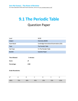 9.1 The Periodic Table