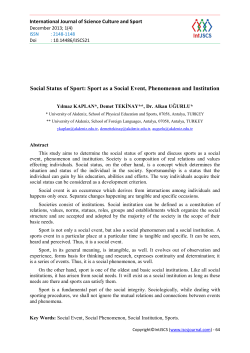 Social Status of Sport: Sport as a Social Event, Phenomenon and