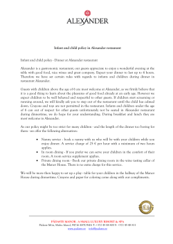 Infant and child policy in Alexander restaurant Infant and child policy