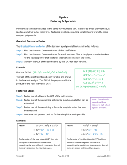 Algebra Factoring Polynomials Greatest Common Factor Factoring