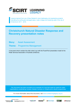 Christchurch Natural Disaster Response and Recovery presentation