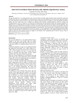 SOLVENT EXTRACTION OF EGG OIL FROM LIQUID EGG YOLK