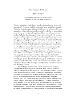 Anne Frank as a Jewish Icon Jeffrey Shandler What is a Jewish icon