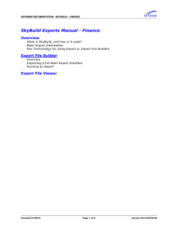 SkyBuild Exports Manual - Finance