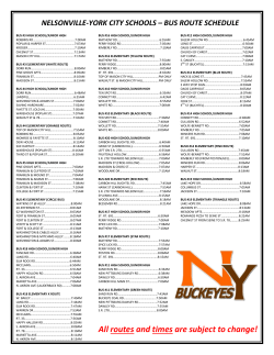 All routes and times are subject to change!