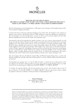 MONCLER. NEW LOCATION IN SEOUL: THE FIRST FLAGHSHIP