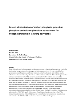 Enteral administration of sodium phosphate, potassium phosphate