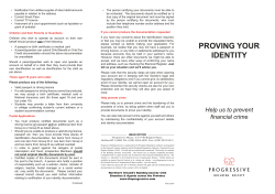 ProvinG Your idenTiTY - Progressive Building Society
