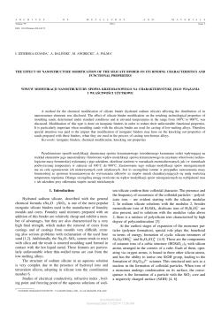 The Effect of Nanostructure Modification on the Silicate Binder on Its