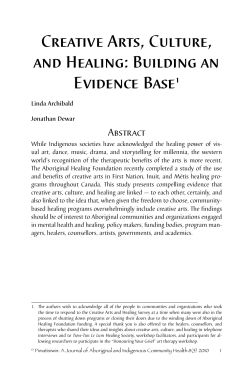 Creative Arts, Culture, and Healing: Building an