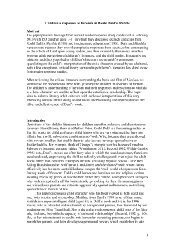 1 Children`s responses to heroism in Roald Dahl`s Matilda Abstract