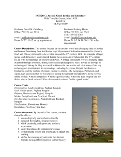 HON201C: Ancient Greek Justice and Literature With Travel to