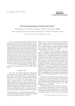 Cell structural parameters of potato tuber tissue**