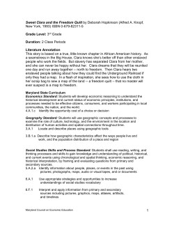 Sweet Clara and the Freedom Quilt - Maryland Council on Economic