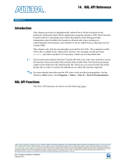 HAL API Reference, Nios II Software Developer`s Handbook