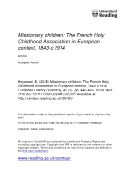 Missionary children: The French Holy Childhood Association in