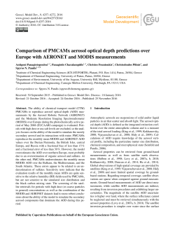 Comparison of PMCAMx aerosol optical depth predictions over