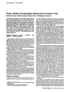 Simple, ReliableChromatographicMeasurementof Oxalate in Urine