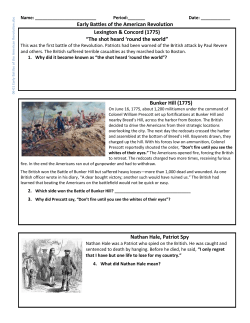 Early Battles of the Revolution - Newburgh Enlarged City School