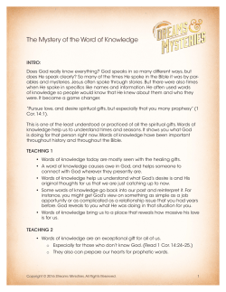 The Mystery of the Word of Knowledge