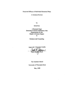 Perceived Efficacy of Individual Education Plans: A - UW