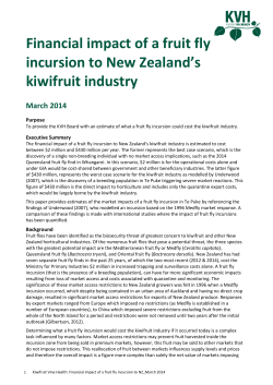 Financial impact of a fruit fly incursion to New Zealand`s kiwifruit