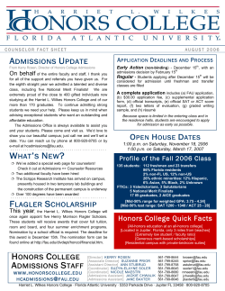 Honors College Quick Facts - Florida Atlantic University