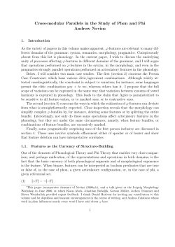 Cross-modular Parallels in the Study of Phon and Phi Andrew Nevins