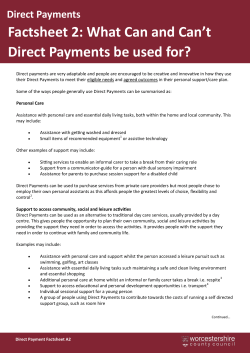 Factsheet 2: What Can and Can`t Direct Payments be used for?