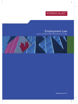 Employment Law - Stikeman Elliott LLP