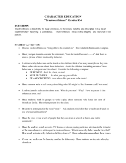 CHARACTER EDUCATION "Trustworthiness" Grades K-4