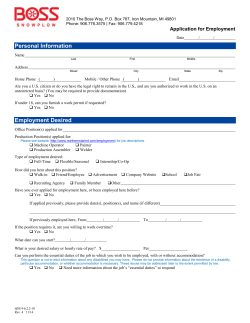 Personal Information Employment Desired