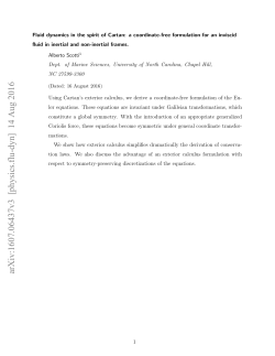 Fluid dynamics in the spirit of Cartan: A coordinate