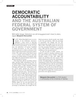 DeMOCratIC aCCOuNtaBILItY aND tHe austraLIaN feDeraL sYsteM