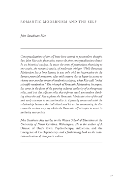 Romantic Modernism and the Self - Institute for Advanced Studies in