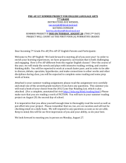 PRE-AP/GT SUMMER PROJECT FOR ENGLISH LANUGAGE ARTS