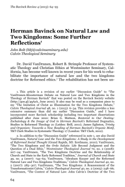 Herman Bavinck on Natural Law and Two Kingdoms