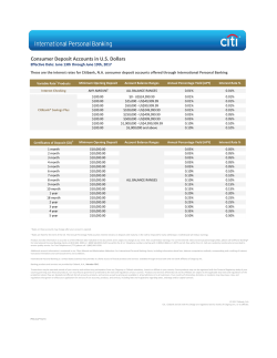 Consumer Deposit Accounts in US Dollars